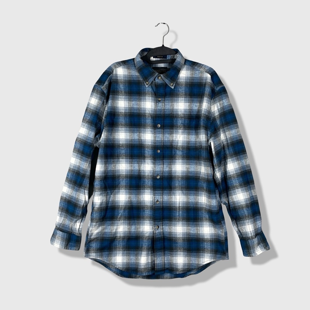 Pendleton Button Down Shirt Mens M Blue Plaid Flannel Outdoorsy Rugged